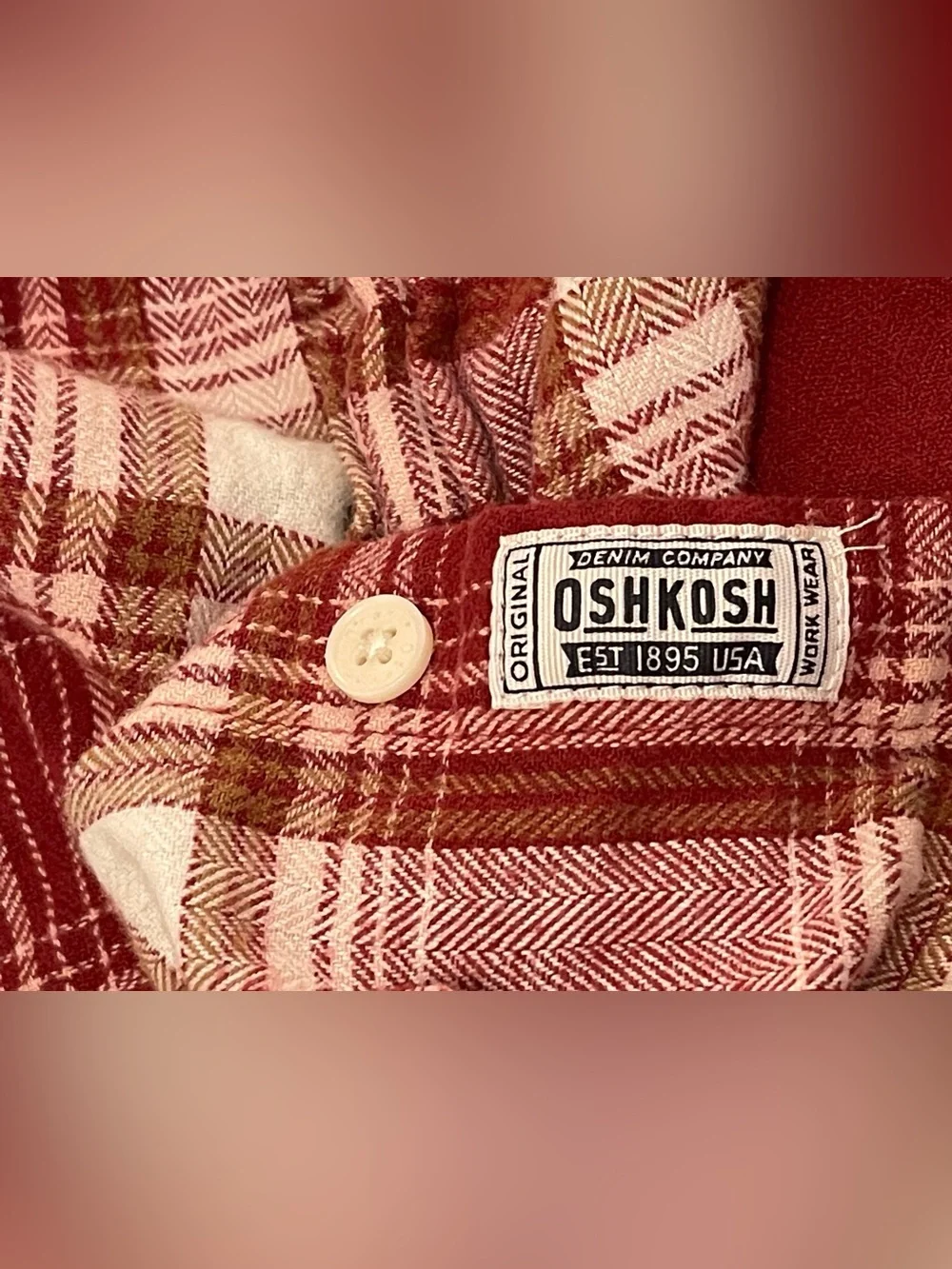 OshKosh B'gosh 100% COTTON plaid flannel button up shirt boys size 12